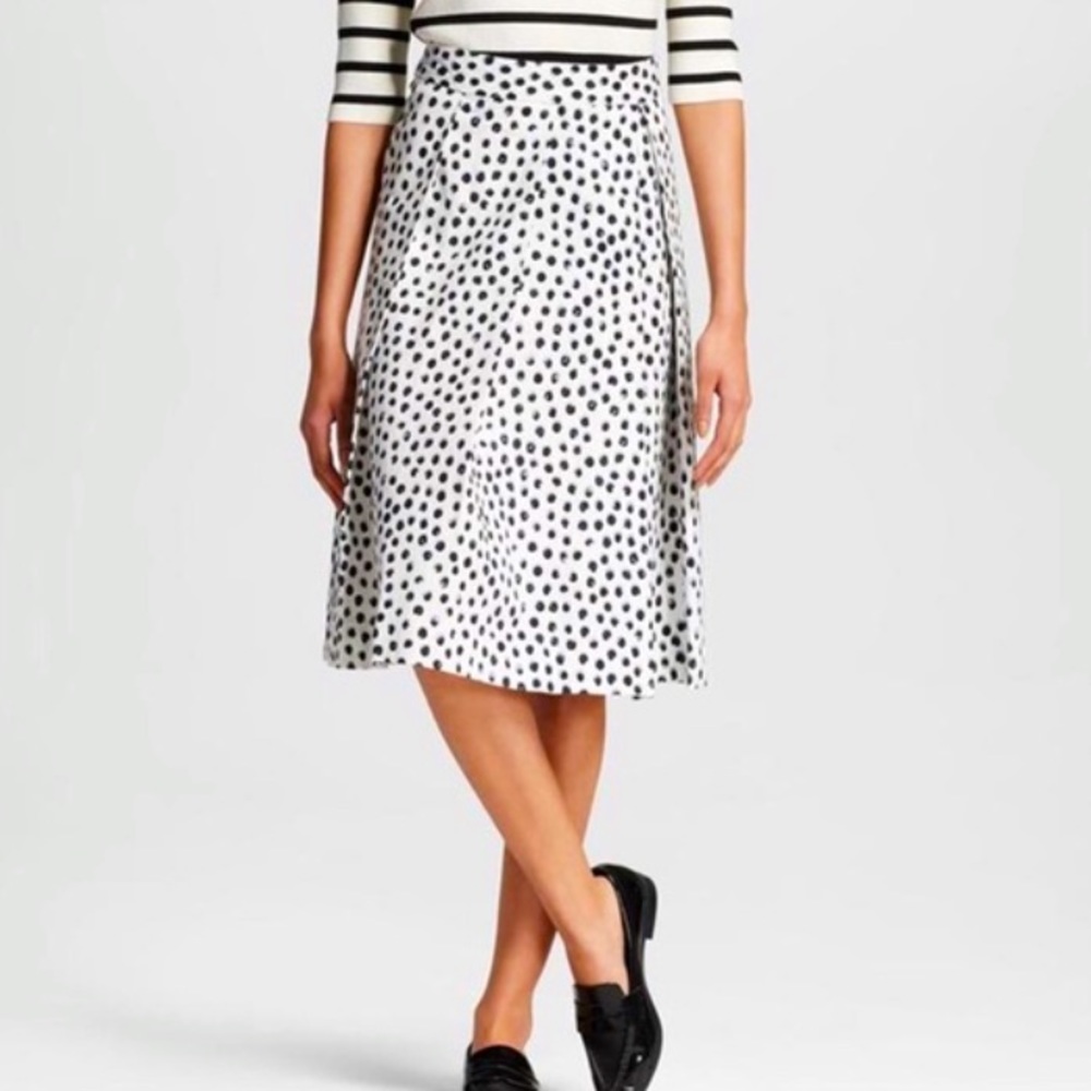 WhoWhatWear Mid-Length Polka Dot Skirt Size 4